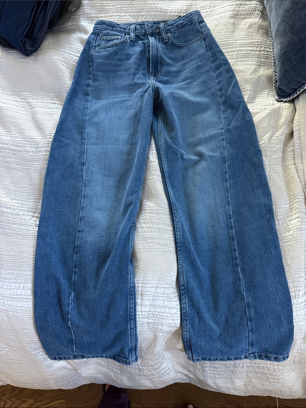 Zara Women's Wide Leg Jeans in Blue Denim